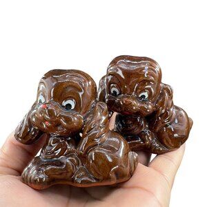Vintage 1960s RedWare Pottery Ceramic Japan Dog Puppy Figurine Poodle Spaniel 2